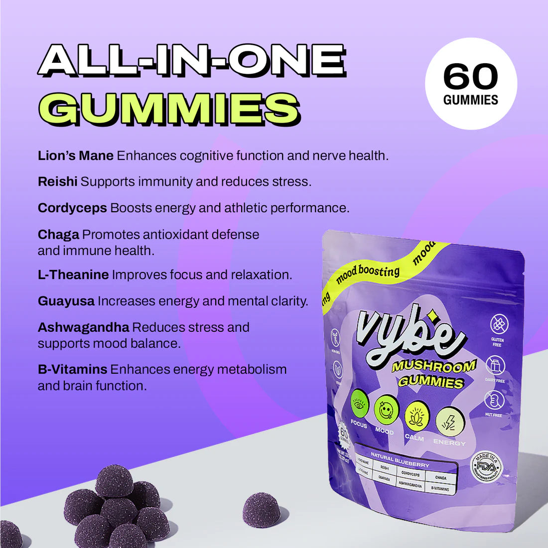 Vybe Mushroom Gummies